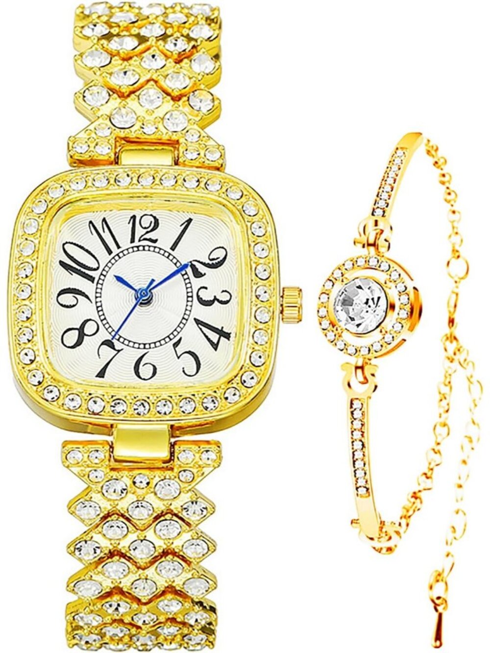 Women's Gold Luxury Vintage Diamond Fashion Square Digital Dial Quartz Watches